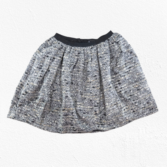 Anna Sui Tweed Bubble Skirt Black White Wool Blend Textured Mini Size 12 XS - Picture 8 of 8